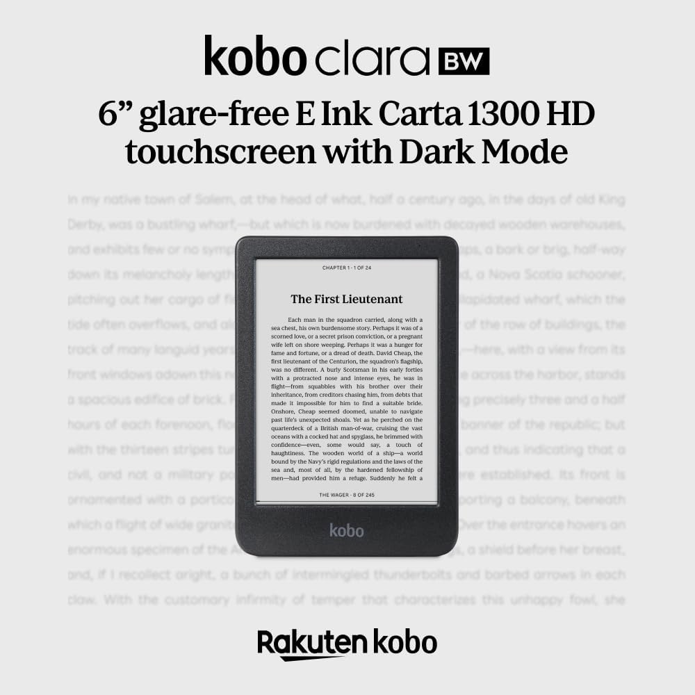Kobo Clara BW | eReader | 6” Glare-Free Touchscreen with ComfortLight PRO | Dark Mode Option | Audiobooks | Waterproof | 16GB of Storage | Black - Image 4