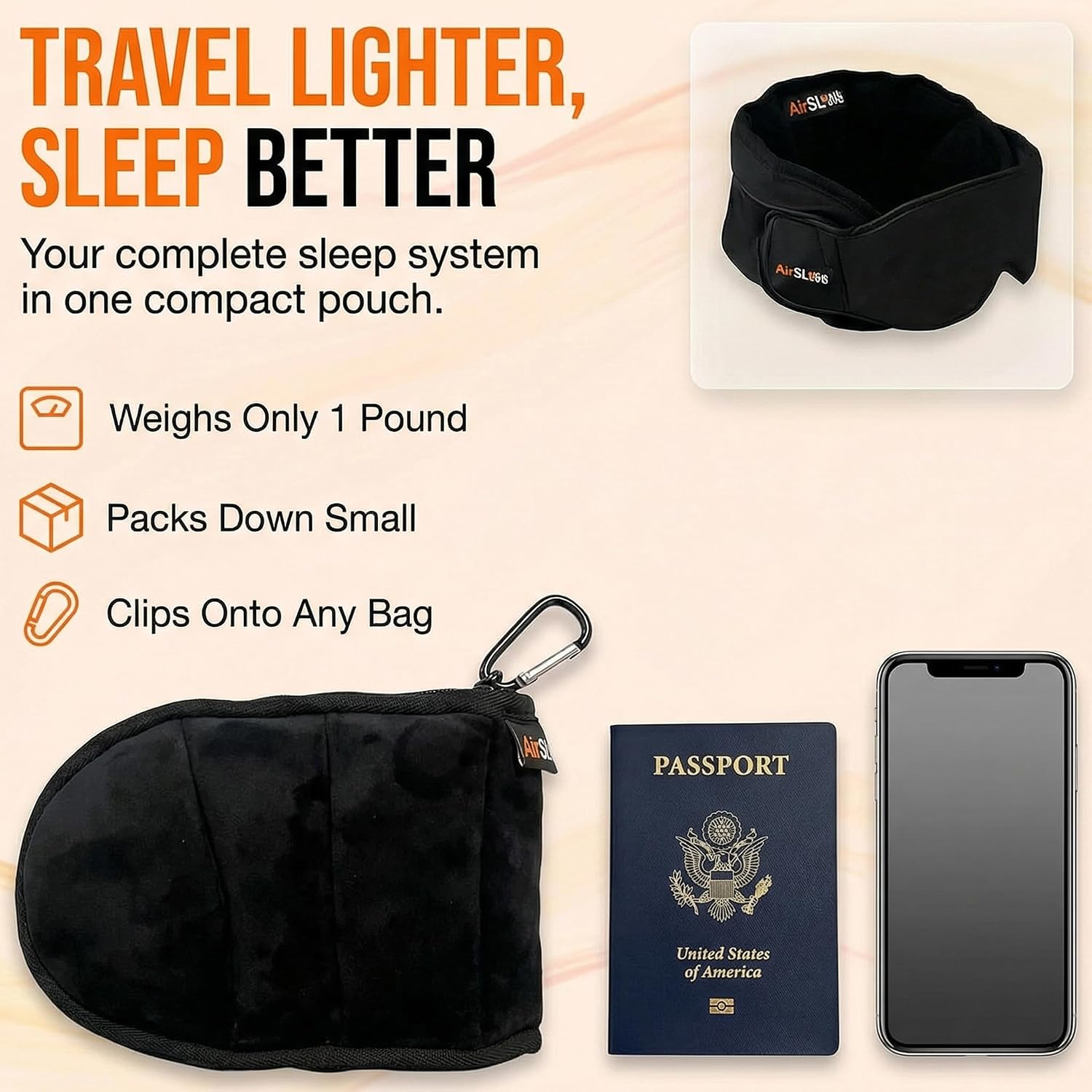 3-in-1 Airplane Sleep Support System - Integrated Plane Sleeping Accessories with Memory Foam Long Haul Flight Pillow, Adjustable Travel Eye Mask, and Blanket-Like Body Sling - Fits in Carry On - Image 7